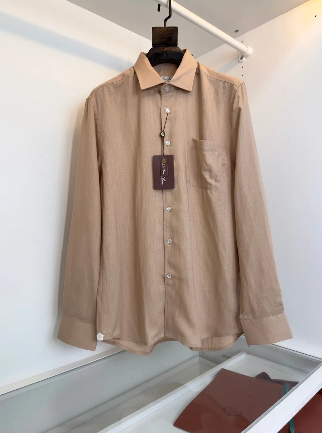 Italian LP Light Luxury Men's Spring and Summer Pure Linen Business Casual Elegant Long Sleeve Shirt Shirt