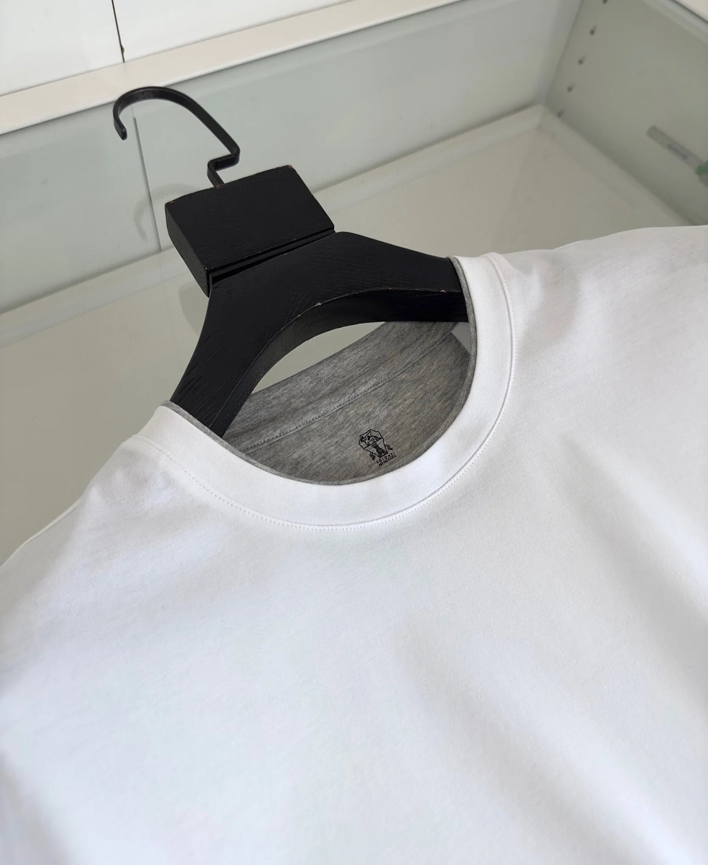 Italy BC men's clothing summer new crew neck bottoming shirt, fake two solid color old money style men's short-sleeved T-shirt