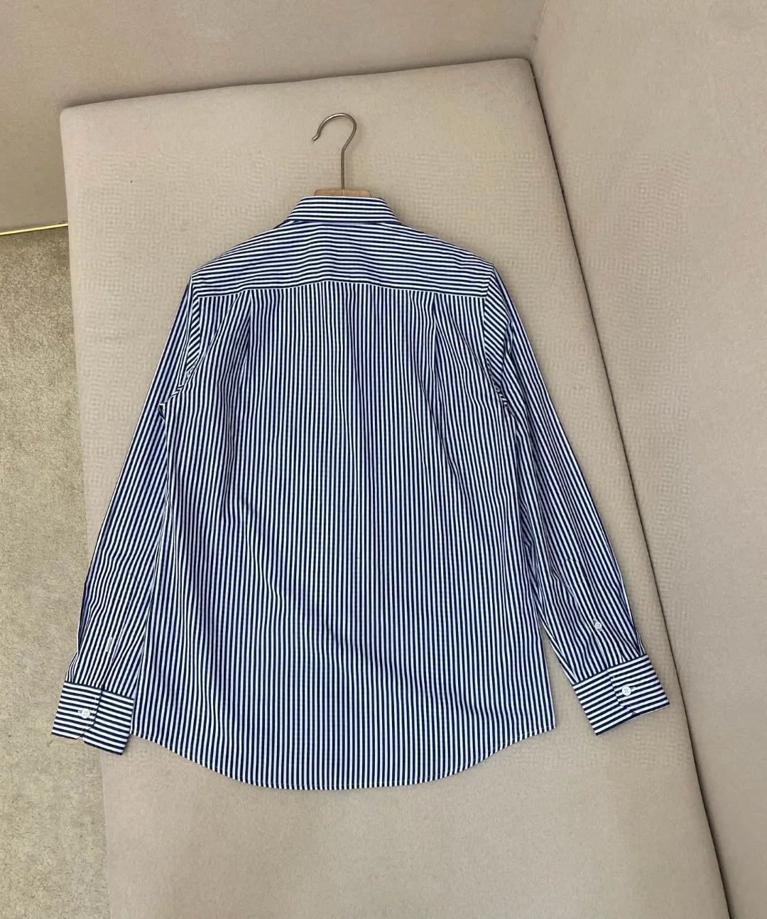 Italian old money style light luxury 25 summer pure cotton shirt business simple casual long sleeved striped shirt