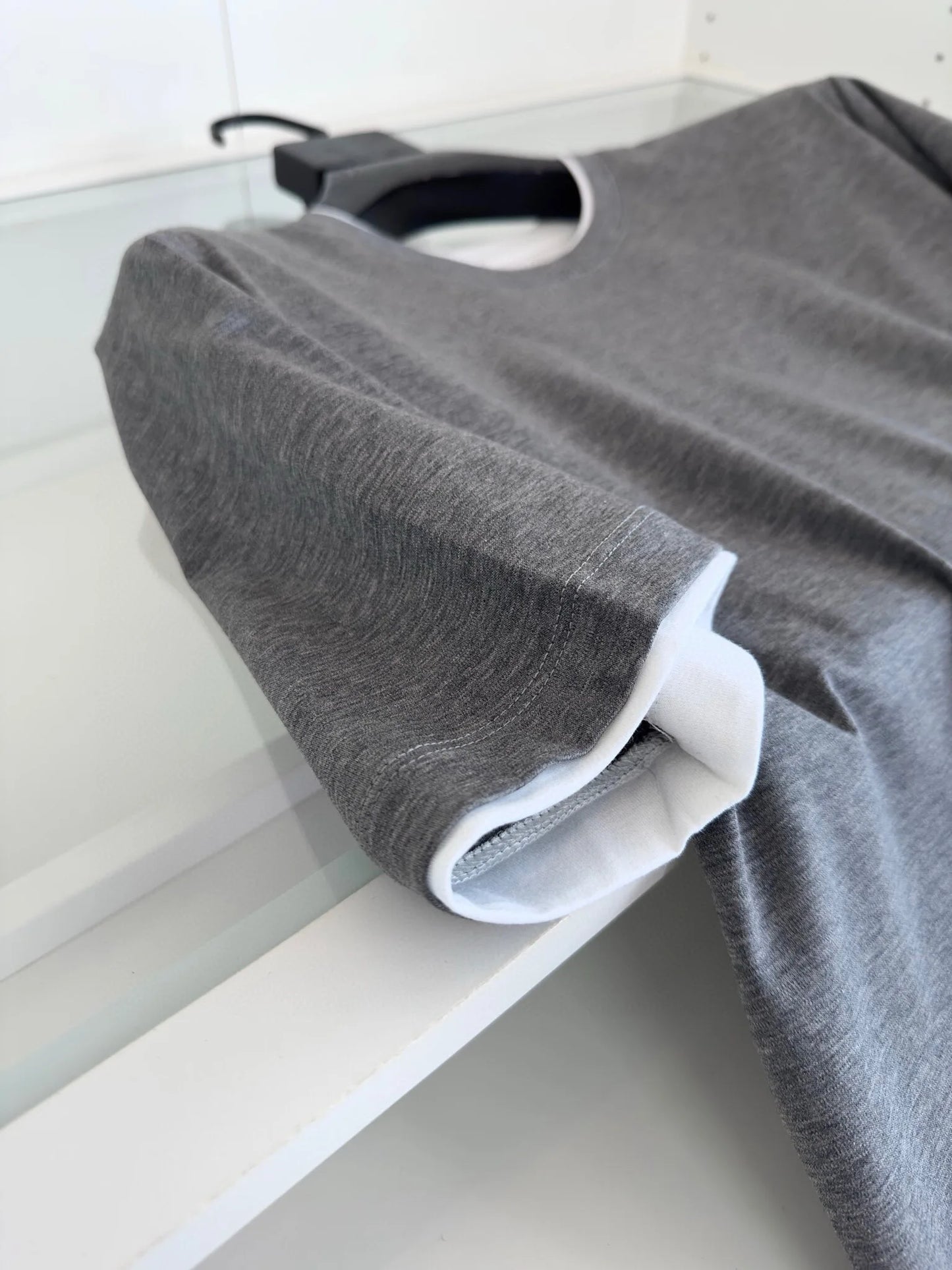 Italy BC men's clothing summer new crew neck bottoming shirt, fake two solid color old money style men's short-sleeved T-shirt
