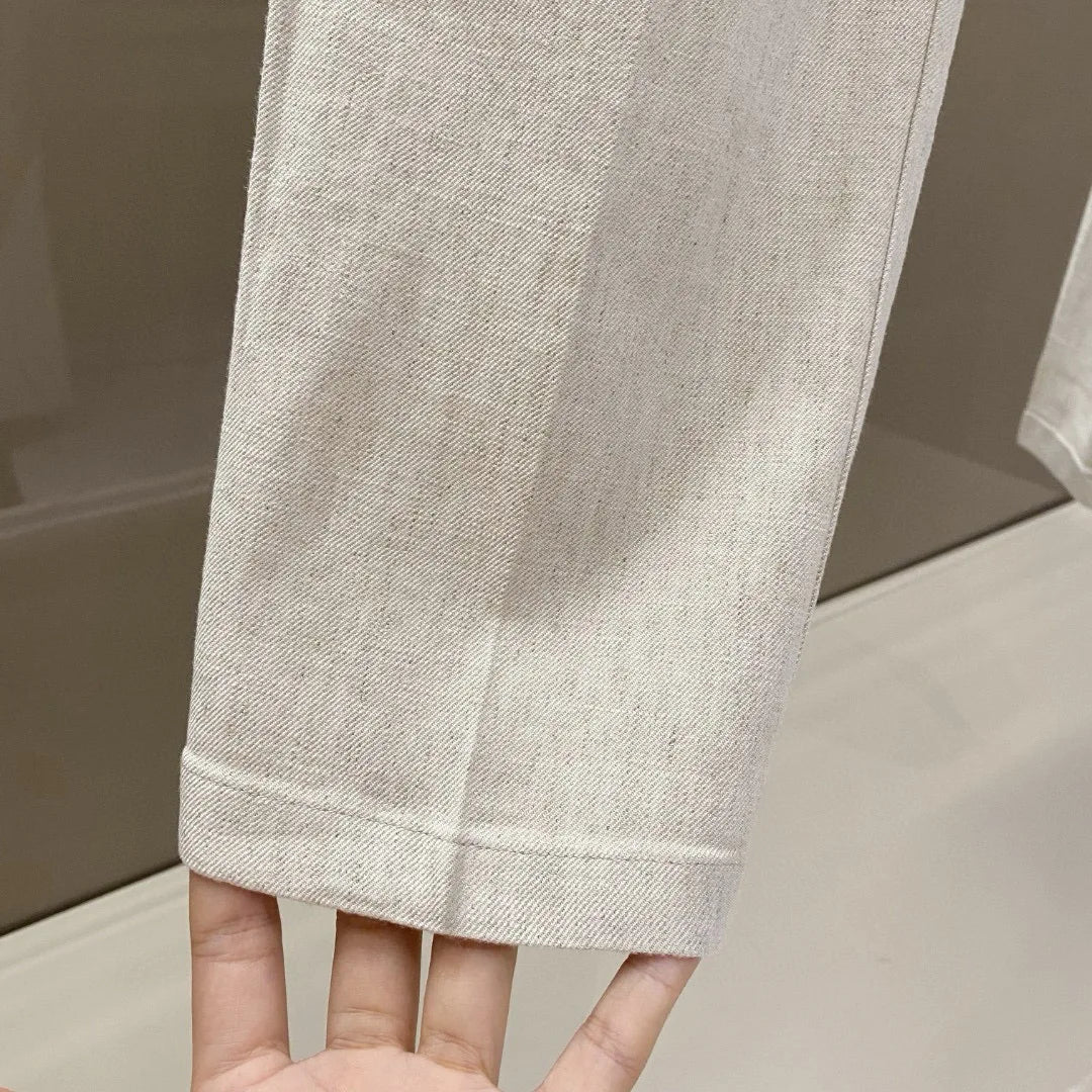 Fashion light luxury Italian LP men's clothing spring and summer new linen viscose fashion old money style business casual pants