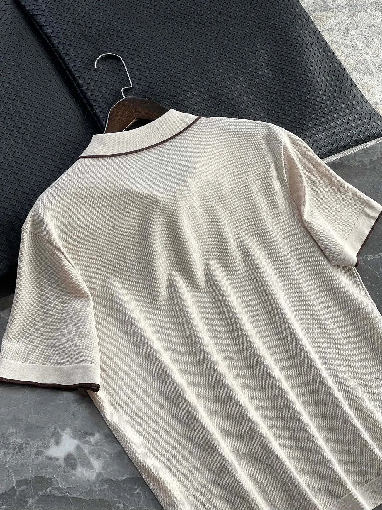High-luxury business commuting, Lyocell + mulberry silk, simple elastic knitted casual lapel short-sleeved polo shirt