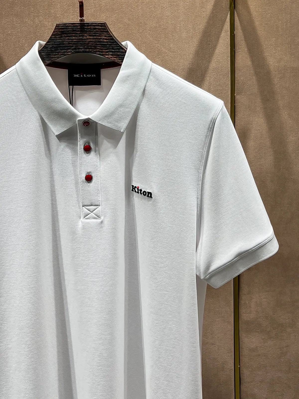 Summer kiton Chiton embroidered men's lapel short-sleeved solid color simple fashion versatile casual POLO shirt
