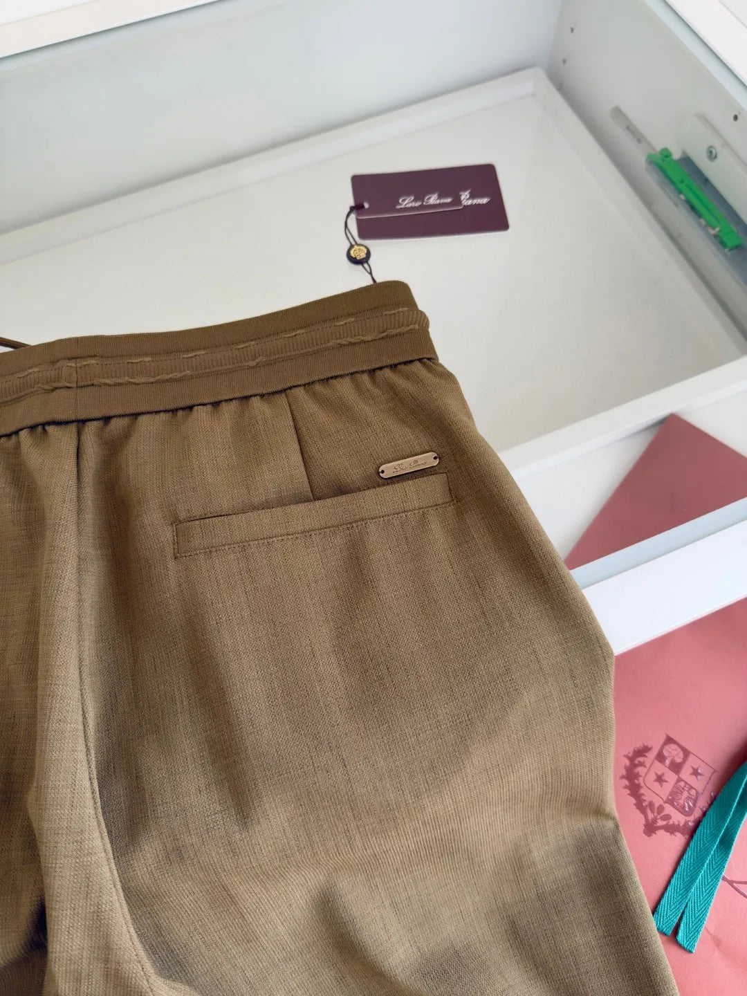 Italian LP European and American light luxury men's clothing summer linen Tencel elastic waist tether straight casual pants