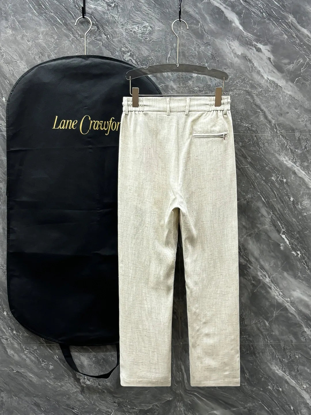 Kiton summer simple and versatile elastic waistband tied rope straight tube linen casual pants