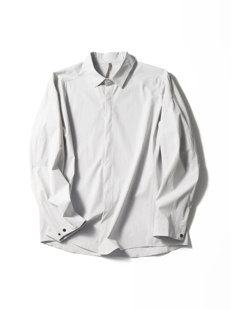 2025 summer new men's business and leisure outdoor quick-drying breathable high-elastic shirt light and thin long-sleeved shirt