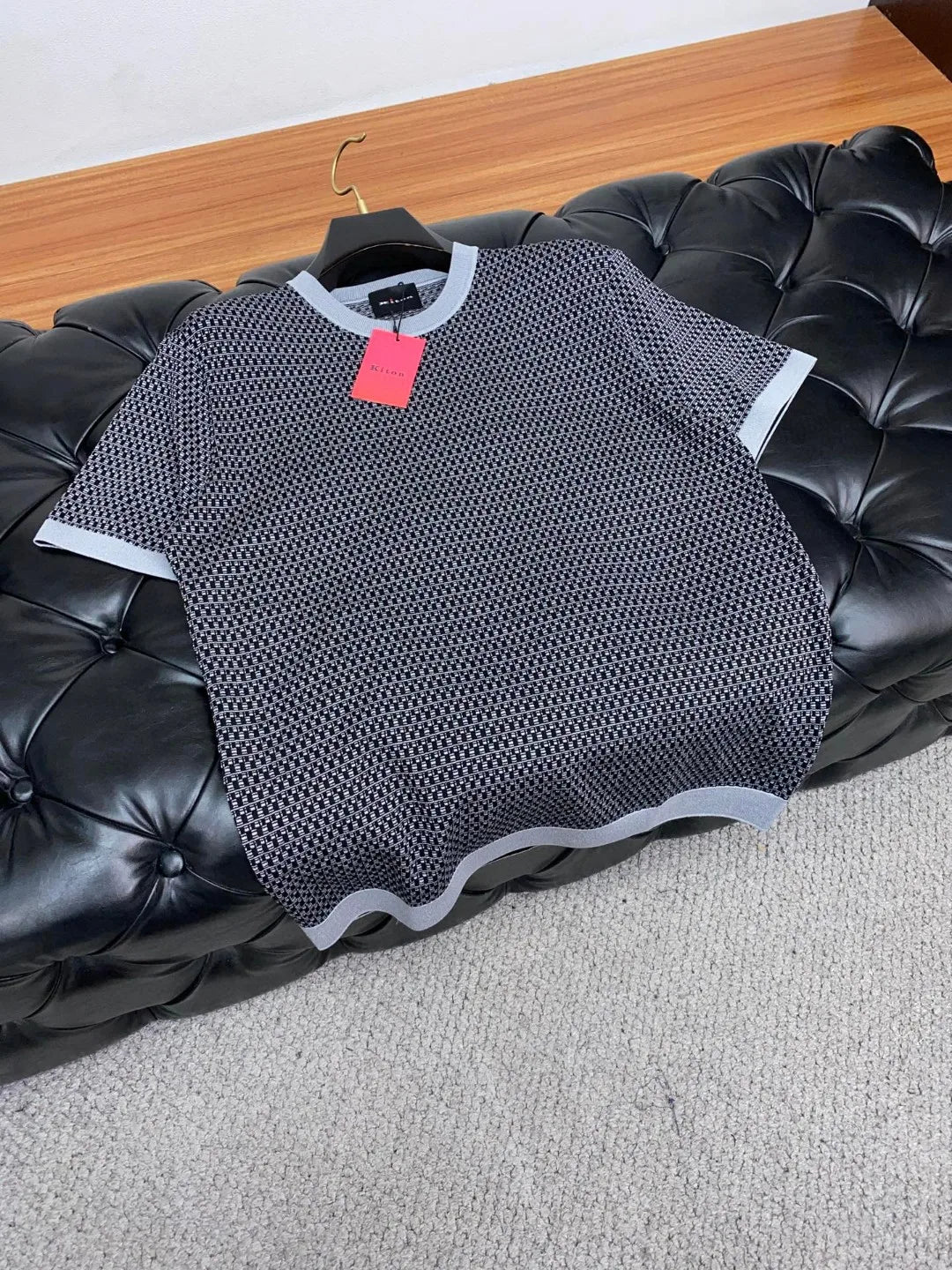 Italian Kiton Fashion Light Luxury Men's Knitted Sweater Crew Neck Versatile Casual Short Sleeve T-Shirt