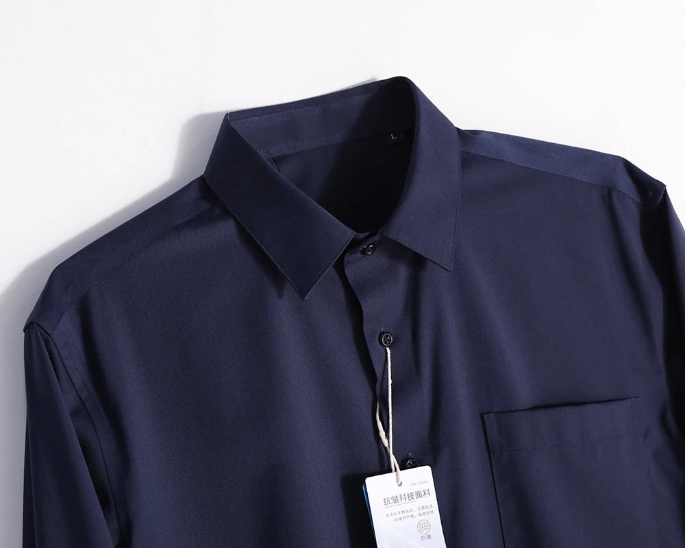 Italian luxury, spring new men's light business drape anti-wrinkle elastic long-sleeved shirt bottoming top