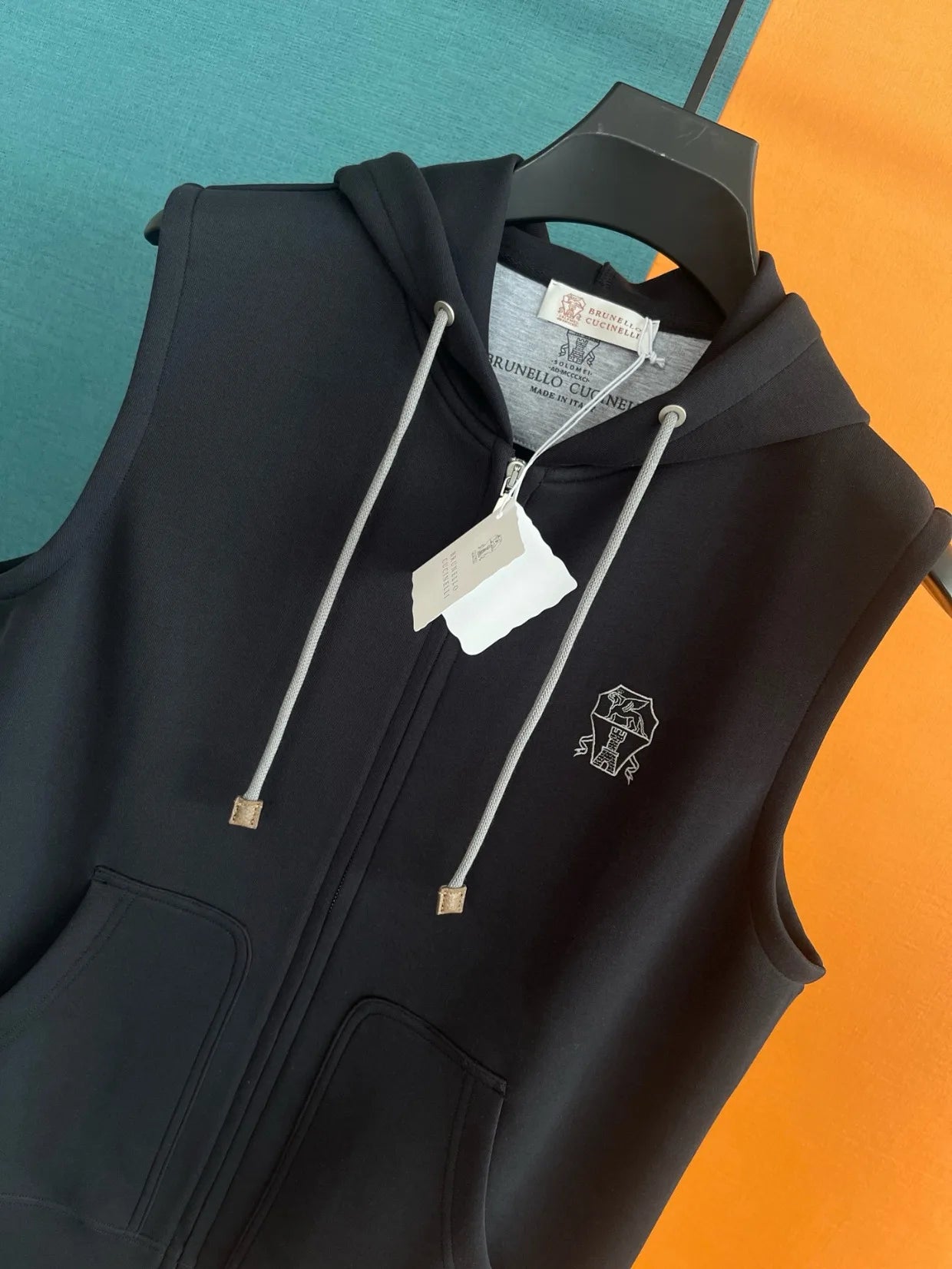 Italy BC old money style men's clothing autumn and winter new Tencel space cotton fabric business leisure hooded vest jacket