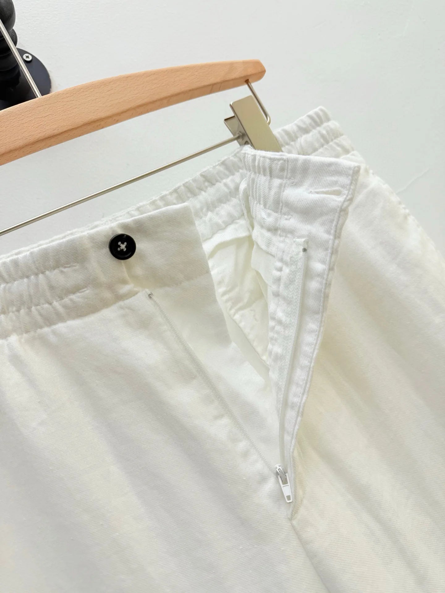 High quality, old money style 100% linen, elastic waist fashion loose straight linen casual trousers