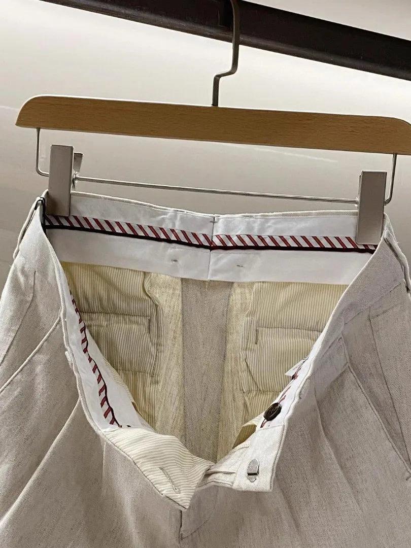 Fashion light luxury Italian LP men's clothing spring and summer new linen viscose fashion old money style business casual pants
