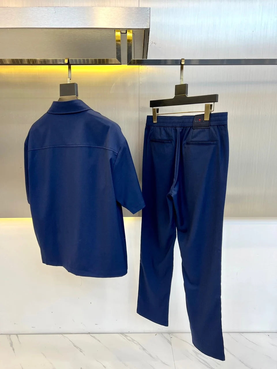 2025 summer new kiton men's lapel short-sleeved shirt simple fashion casual pants shirt set