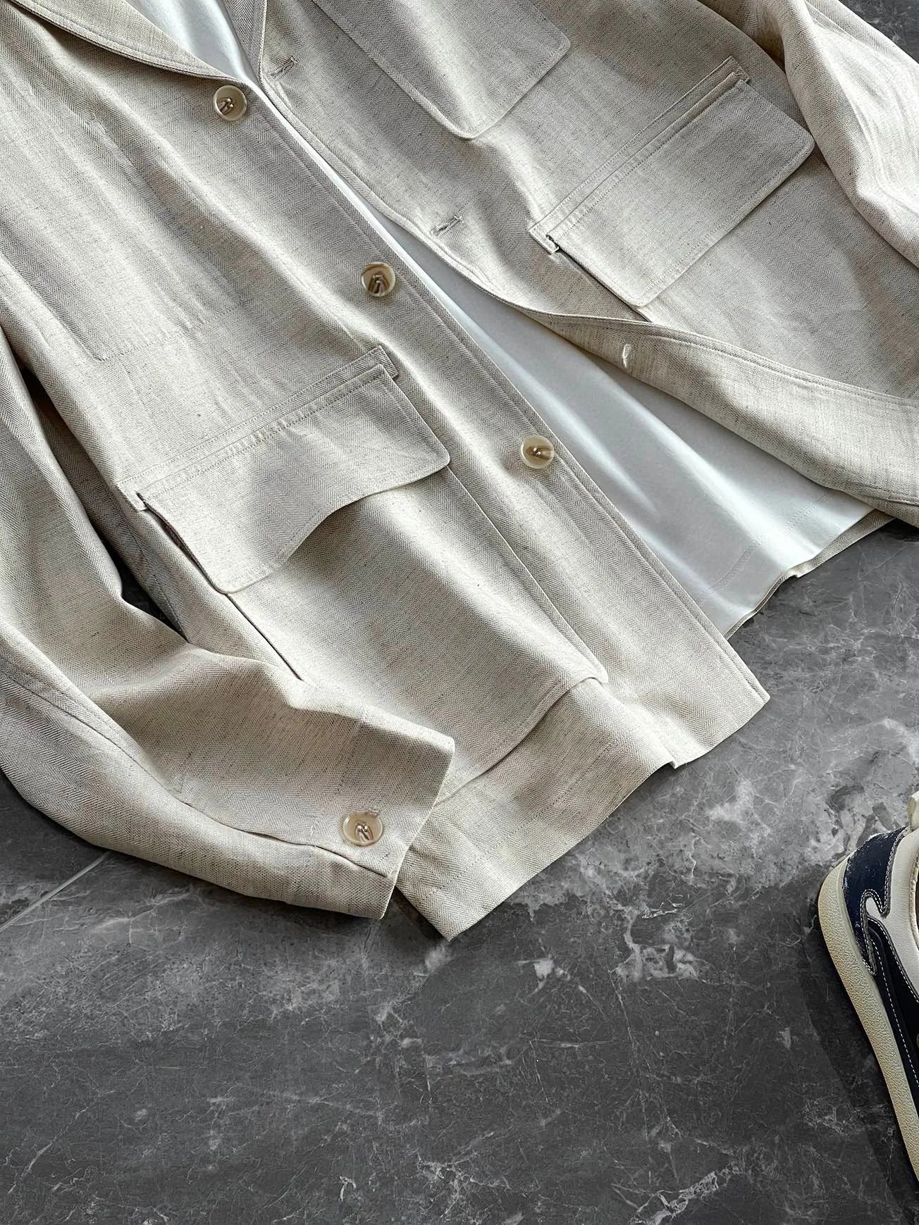 Low key old money style BC spring lyocell linen blend lapel jacket jacket