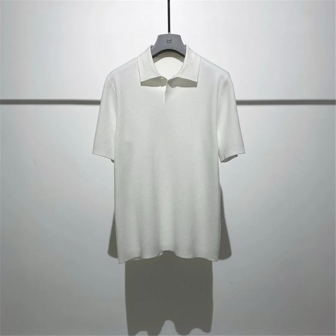 Toning premium spring and summer business, super soft cotton yarn, casual knitted polo shirt, short-sleeved polo shirt