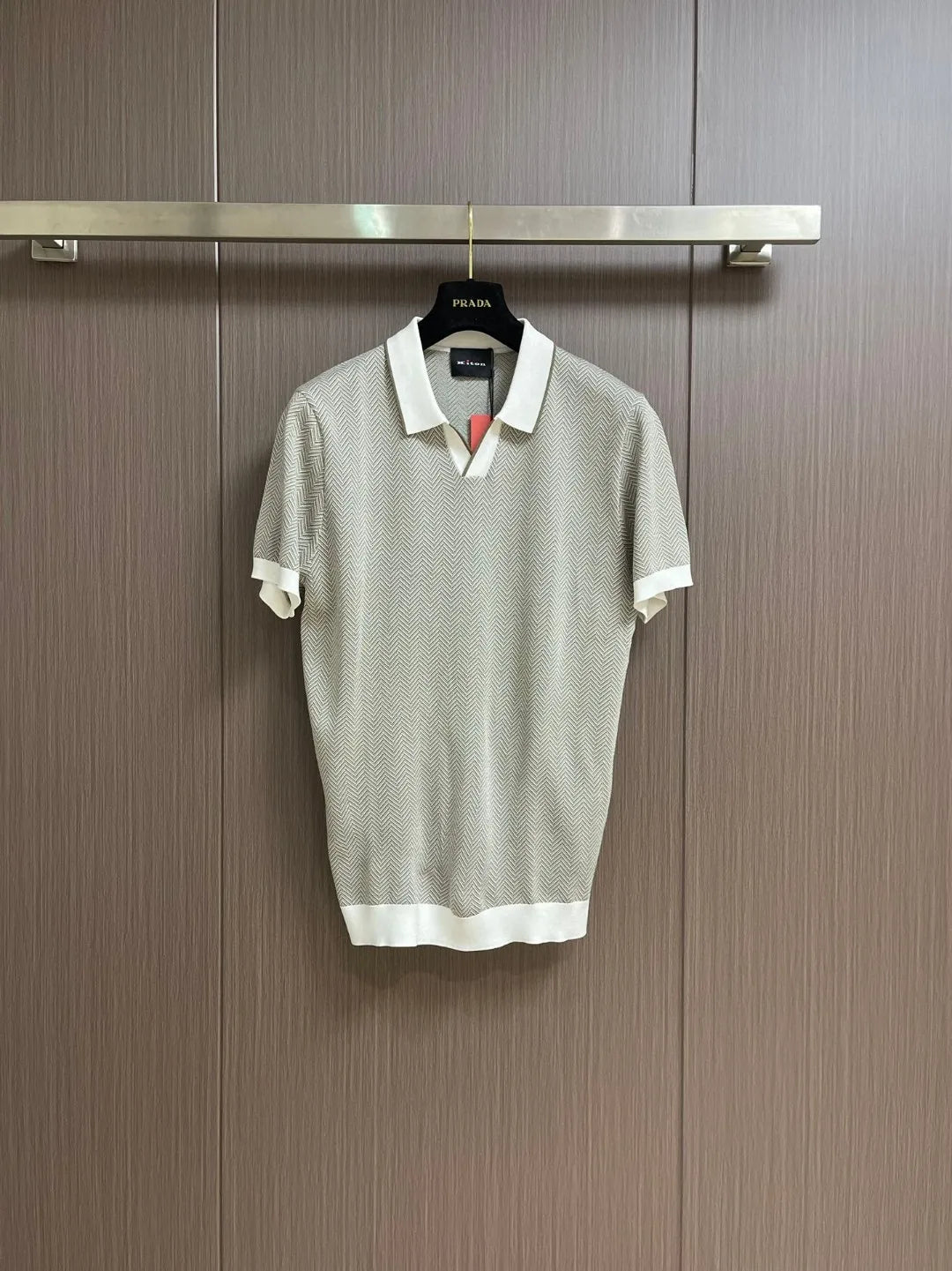 Italian Kiton fashion light luxury summer collar short sleeved cotton mixed silk business casual polo shirt