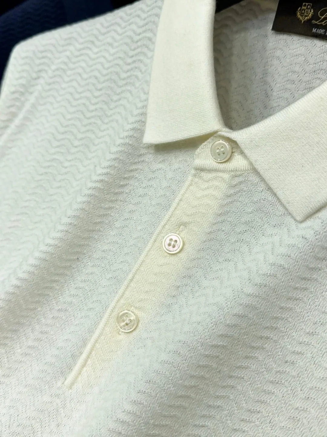 Italian LP light luxury men's clothing 25 summer high version mulberry silk mixed cashmere lapel short-sleeved casual polo shirt