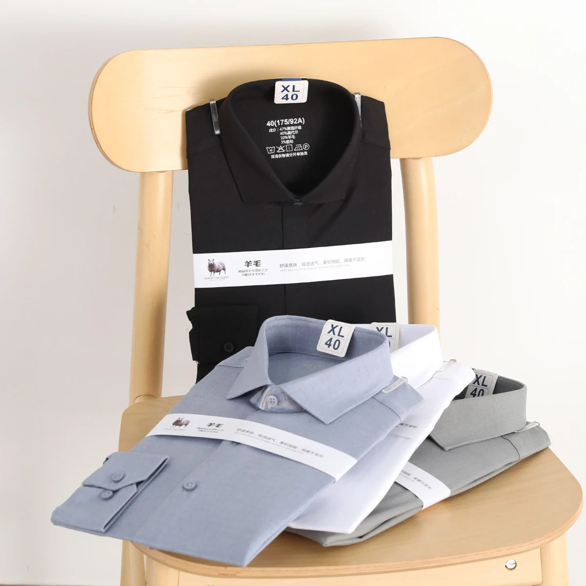Premium old money style, spring and autumn new modal wool blended long-sleeved shirt business casual shirt