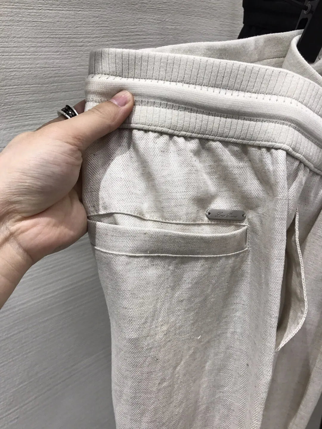 Italian LP European and American light luxury men's clothing linen Tencel elastic waist tether straight casual pants