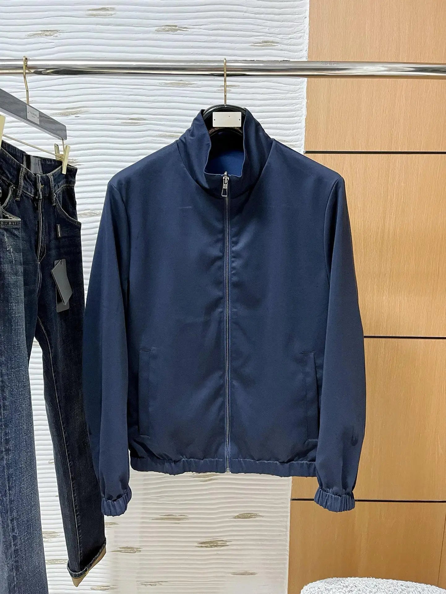 Italian LP men's early spring new fashion casual double-sided windproof wool stand-up collar jacket