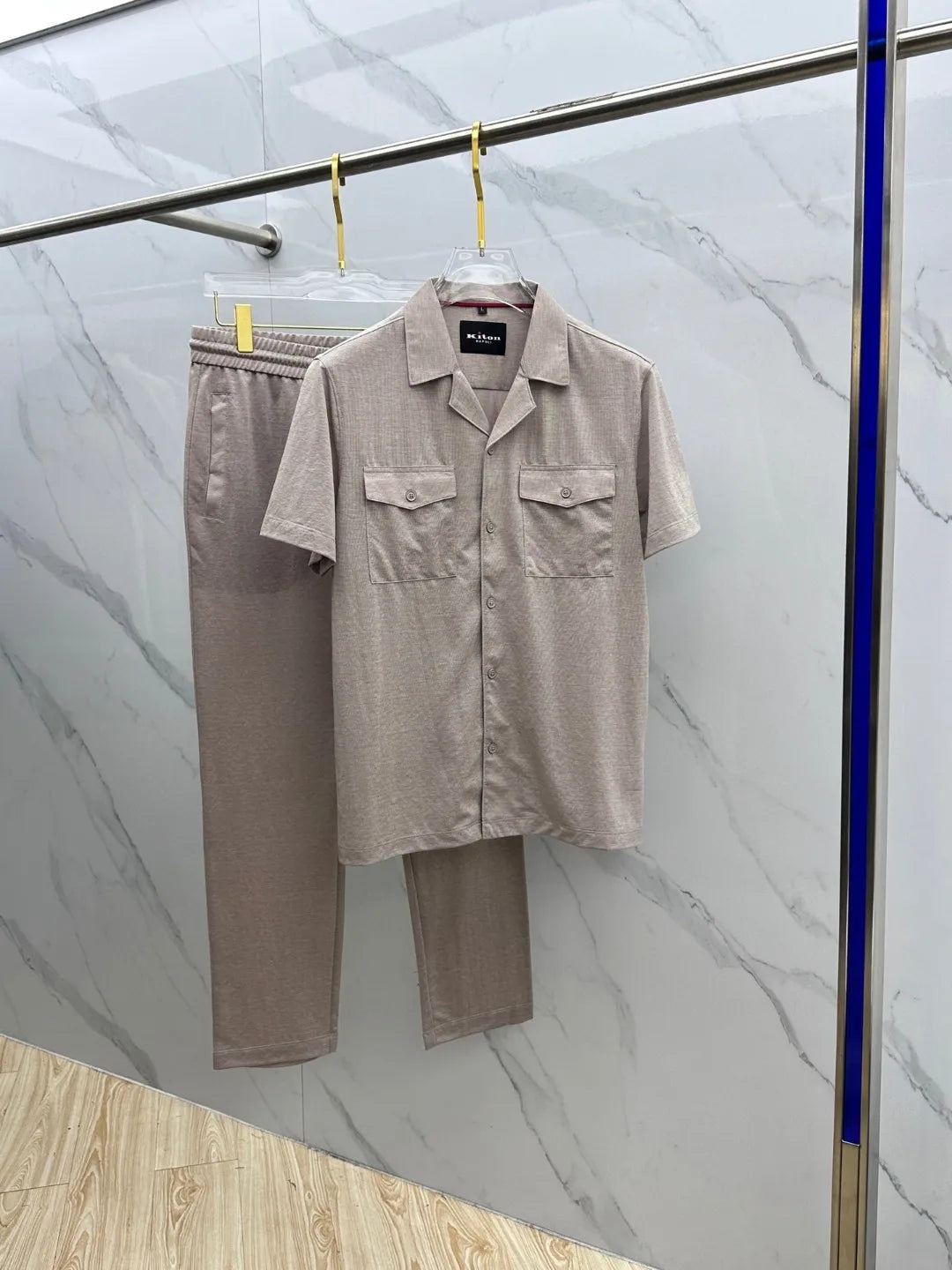 Italian kiton European and American light luxury men's clothing 25 summer lapel shirt jacket straight elastic pants casual suit