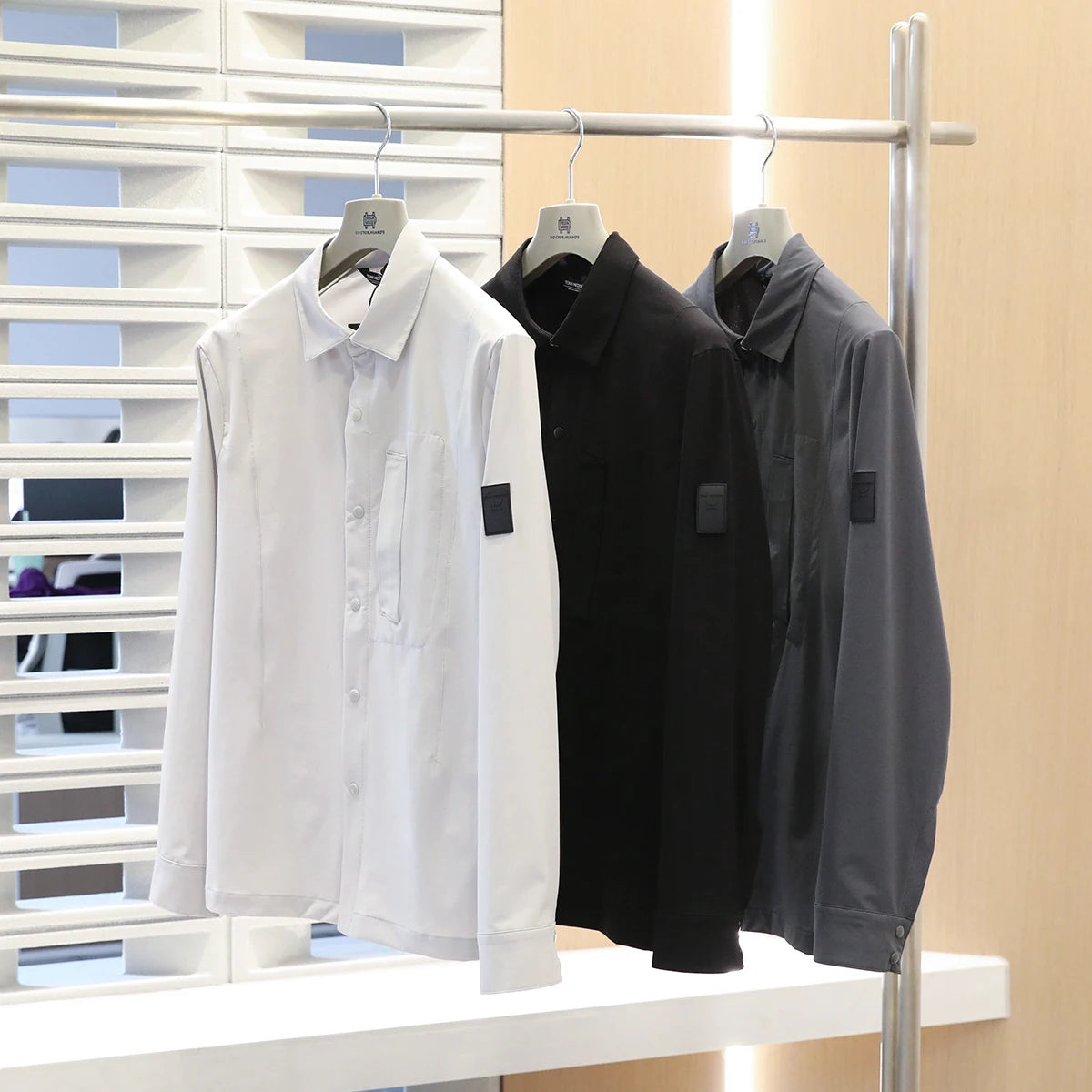 Spring and summer new men's leisure urban functional wind outdoor long-sleeved shirt breathable four-sided elastic shirt