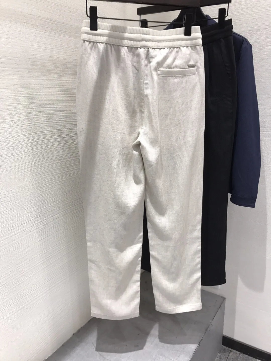 Italian LP European and American light luxury men's clothing linen Tencel elastic waist tether straight casual pants