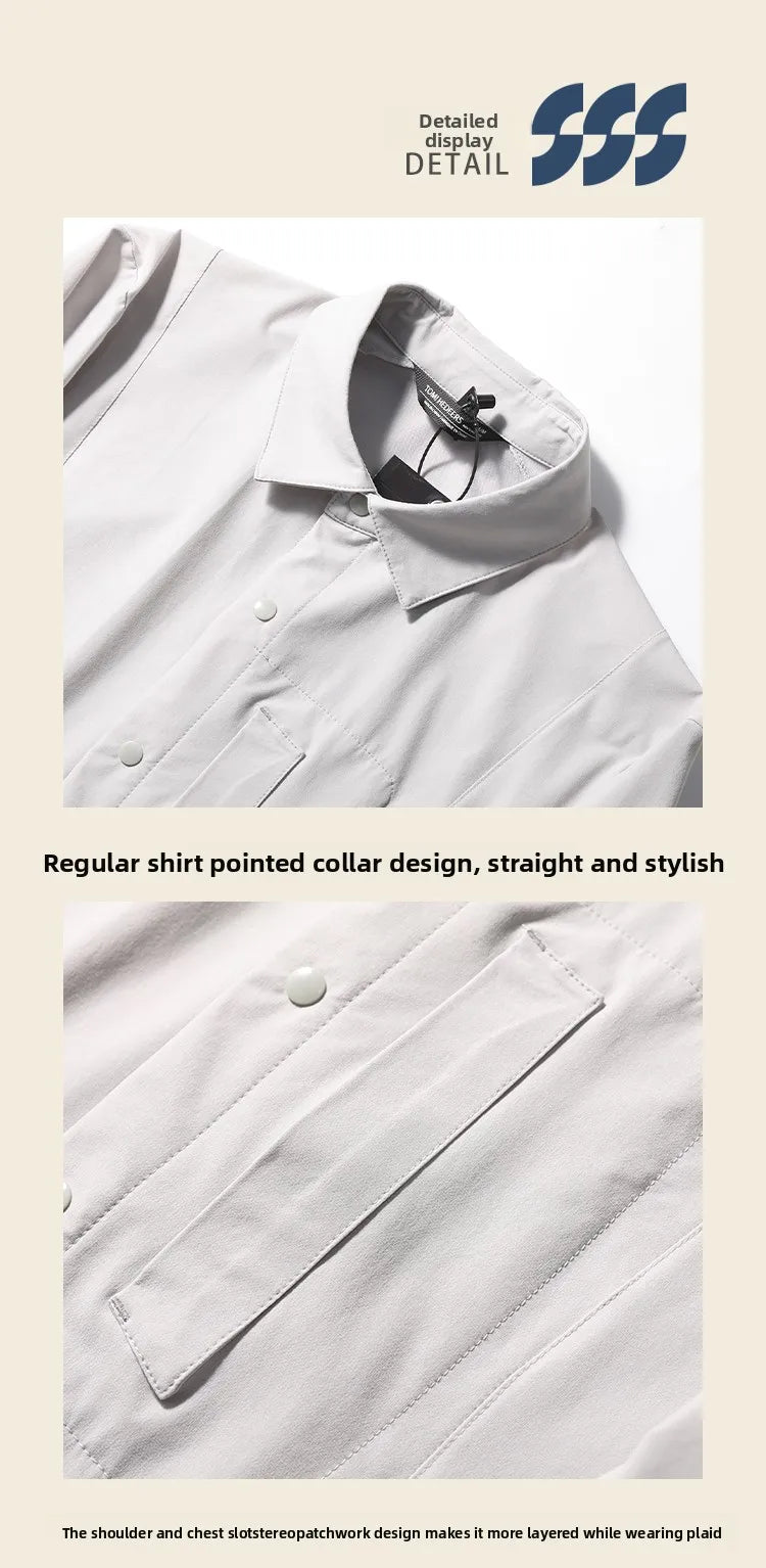 Spring and summer new men's leisure urban functional wind outdoor long-sleeved shirt breathable four-sided elastic shirt