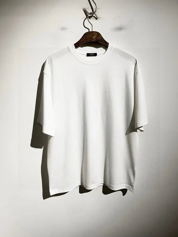 Slightly loose fit acetate cotton Tencel blend spring/summer skin friendly round neck casual short sleeved T-shirt