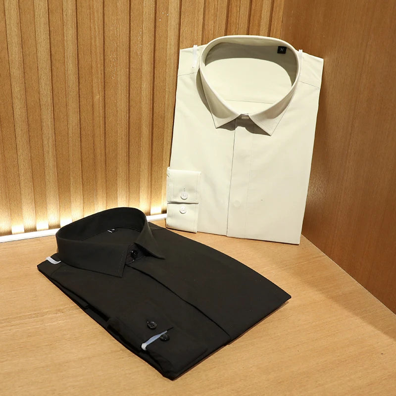 Tencel cotton blend autumn fashion business casual anti-wrinkle men's long-sleeved shirt