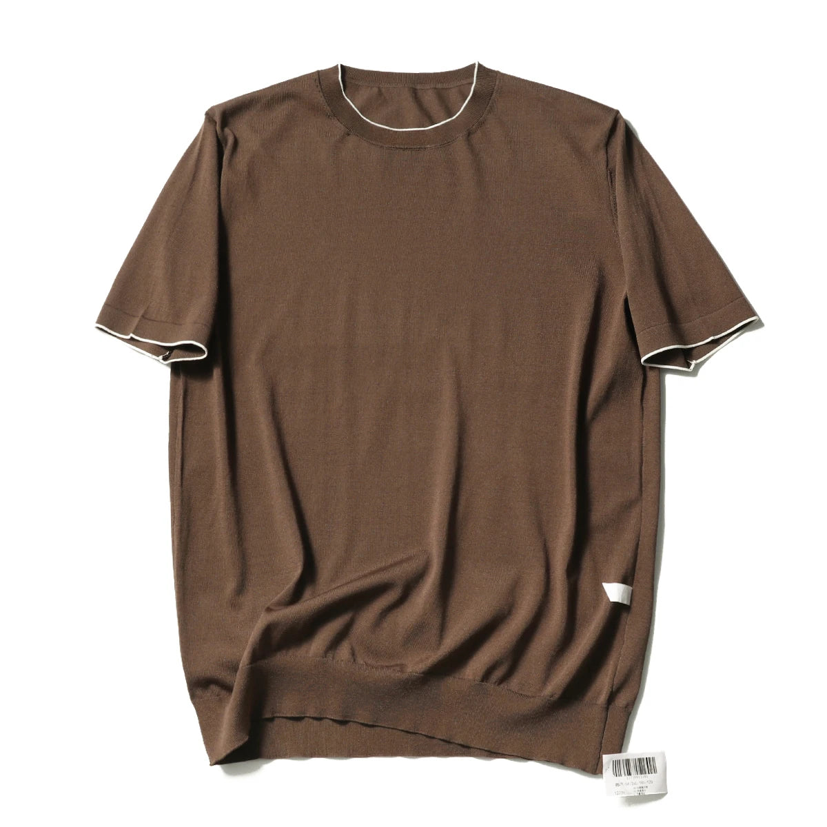 2025 summer new men's urban commuting solid color Tencel mulberry silk blended cool knitted short-sleeved T-shirt