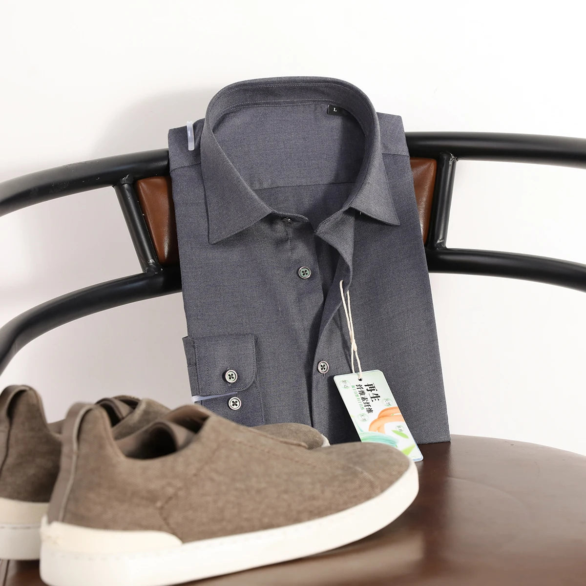 ZZ Italian Luxury, Spring and Autumn Business Casual Long Sleeve Shirt Men's Easy Care Bottom Shirt