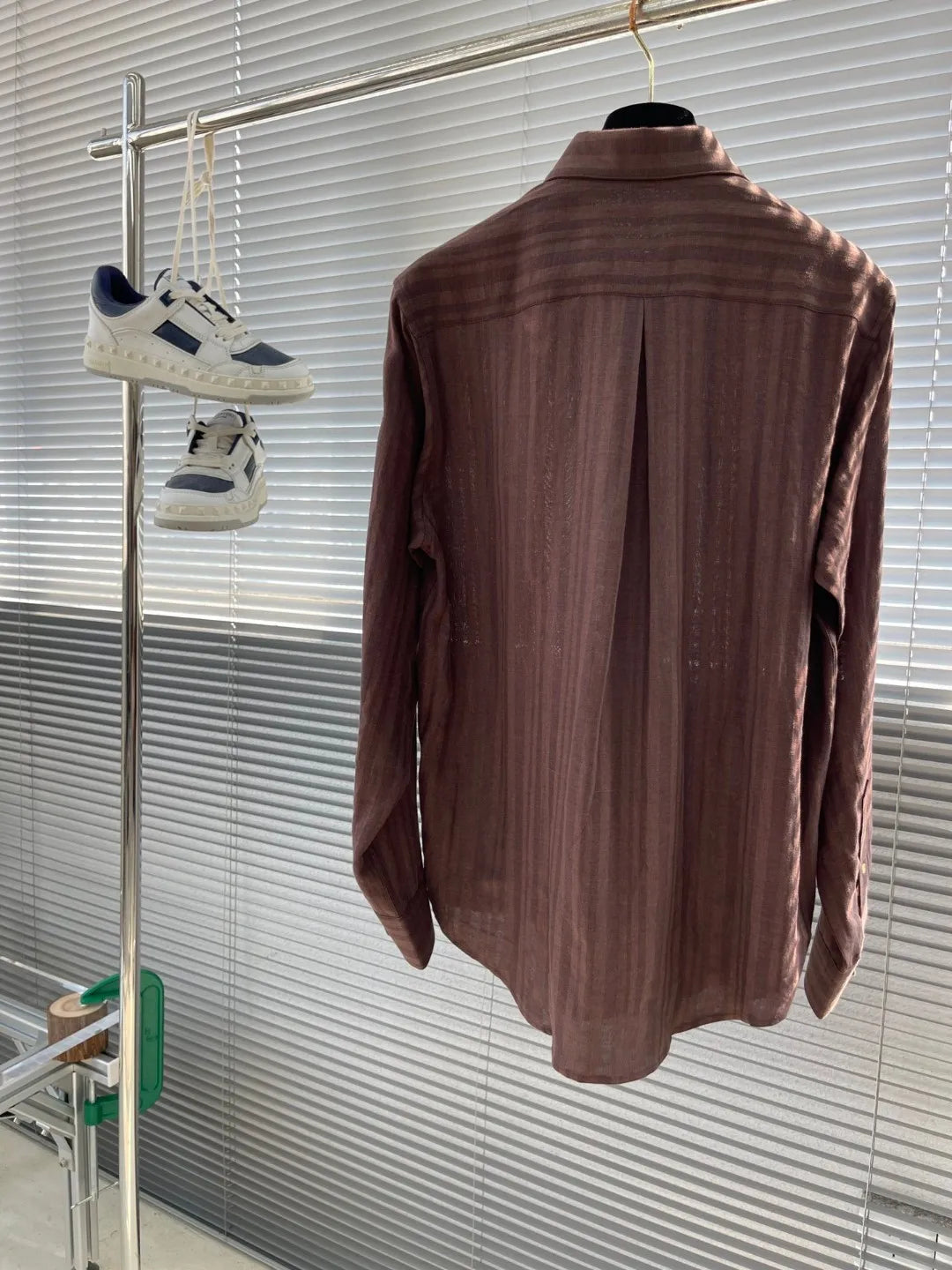 Kiton summer 2025 new cotton and linen blend fabric dark pattern texture fashion casual men's long-sleeved shirt