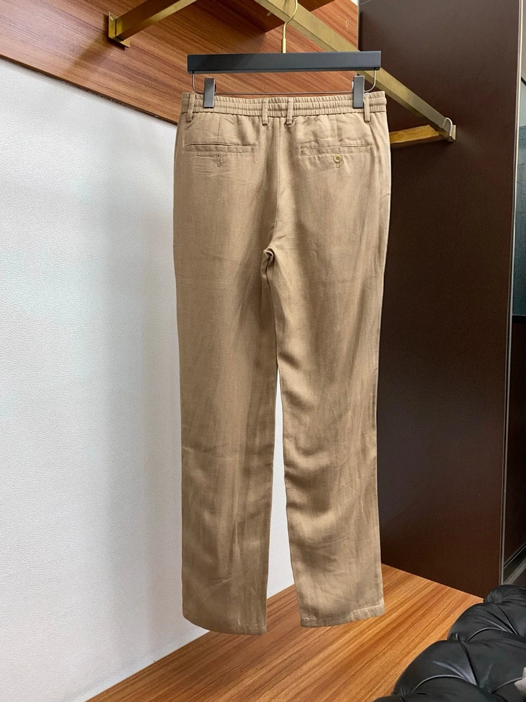 Italian LP old money style business minimalist elastic waist small straight tube linen casual pants