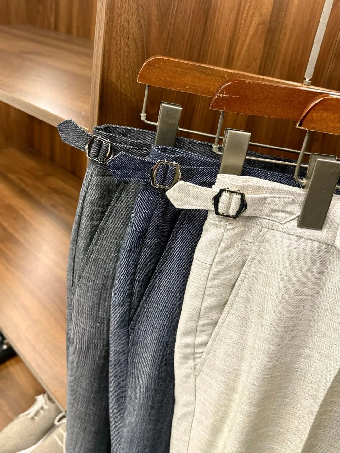 Italian style European and American LP light luxury men's summer linen Tencel straight tube minimalist business casual trousers