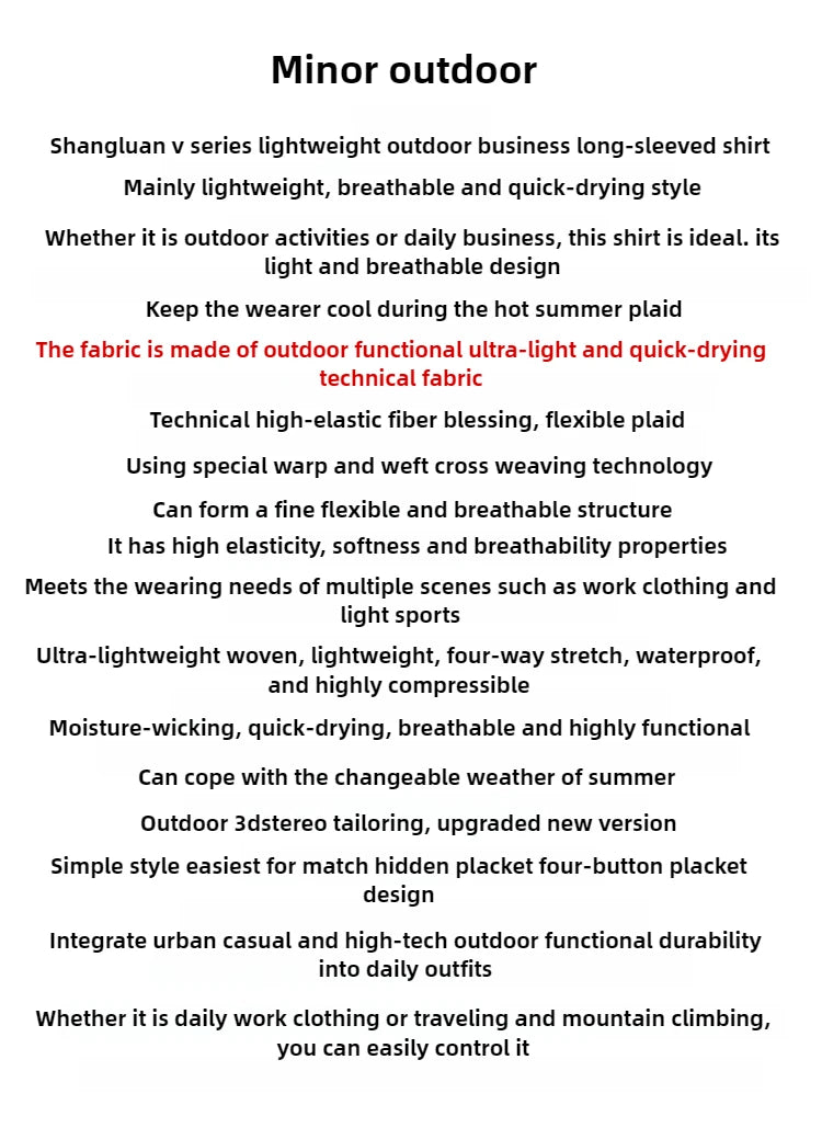 2025 summer new men's business and leisure outdoor quick-drying breathable high-elastic shirt light and thin long-sleeved shirt