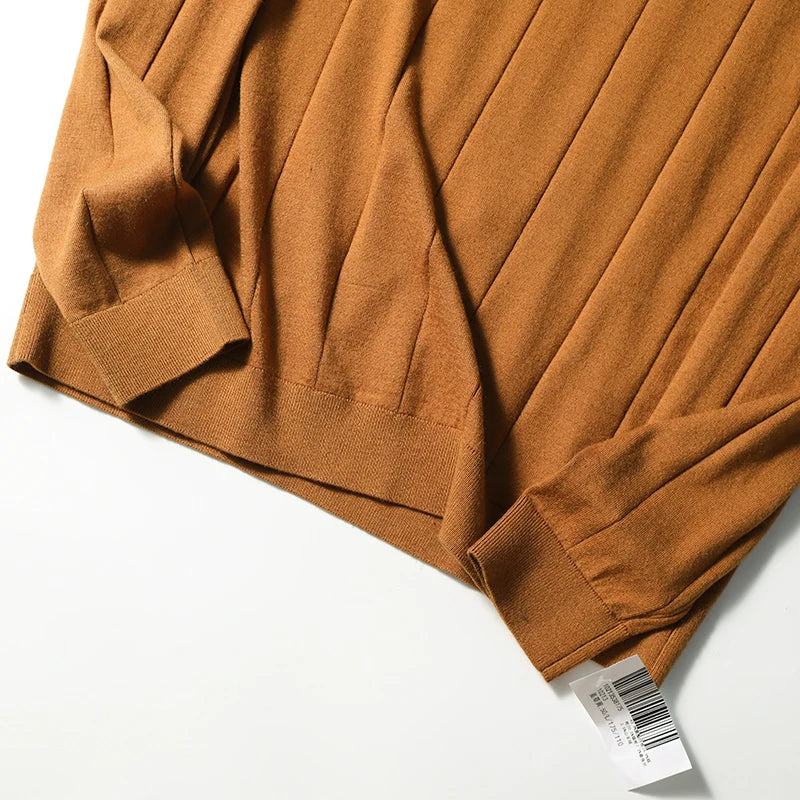 High quality, mulberry silk + cashmere autumn and winter fashion high-end knitted POLO shirt men's lapel sweater