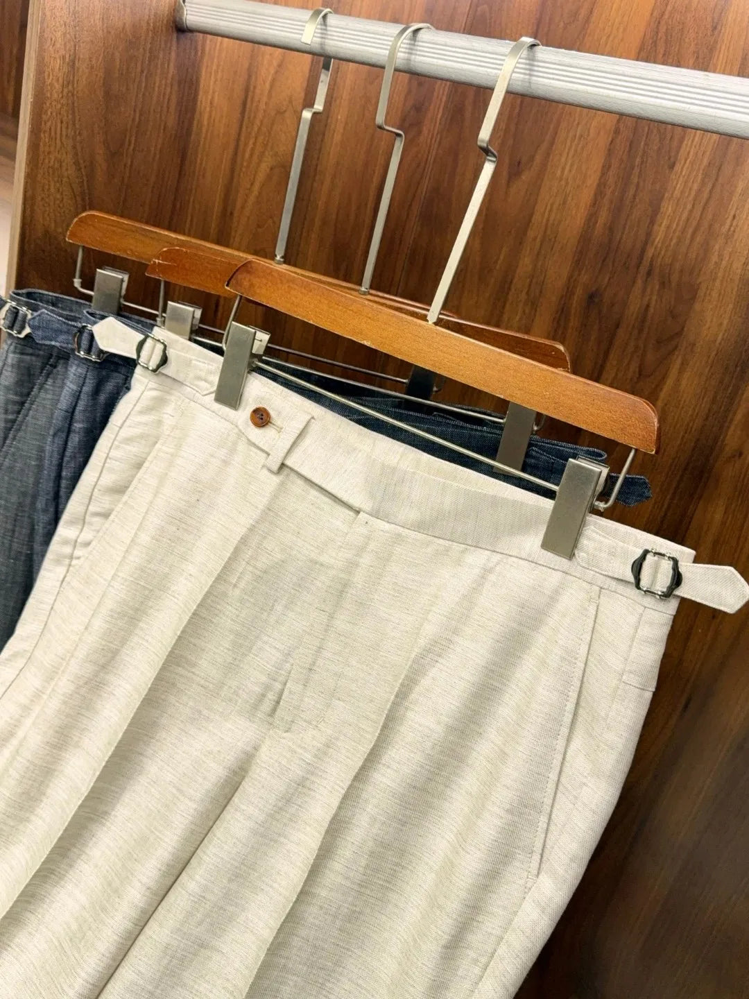 Italian style European and American LP light luxury men's summer linen Tencel straight tube minimalist business casual trousers