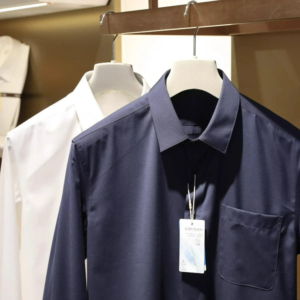 Italian luxury, spring new men's light business drape anti-wrinkle elastic long-sleeved shirt bottoming top