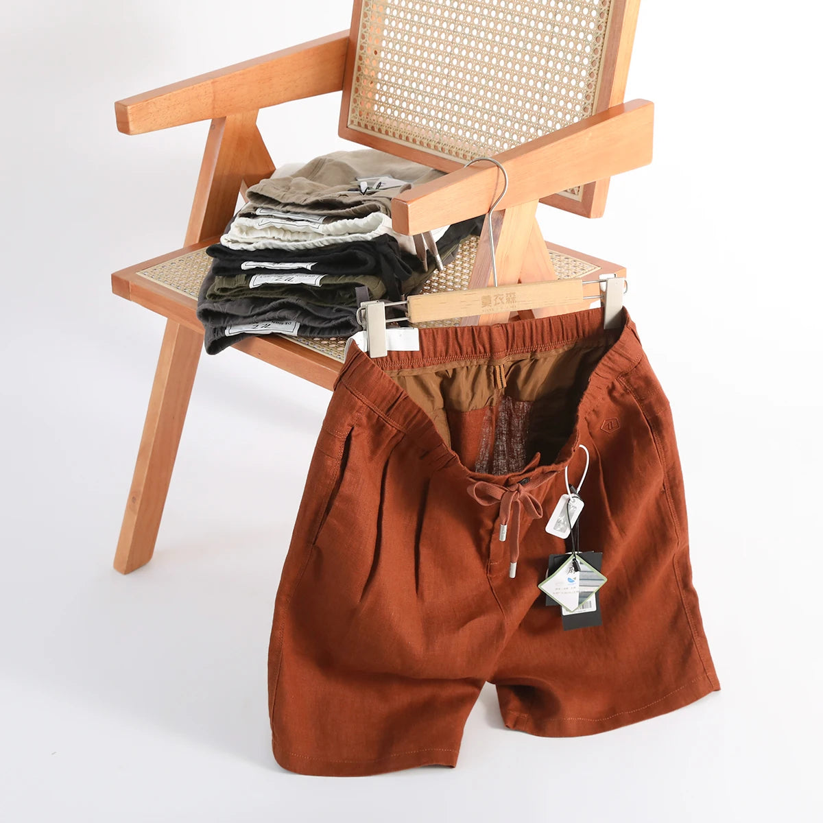 ZZ summer pure linen shorts men's breathable quick-drying easy-care five-point outdoor casual pants