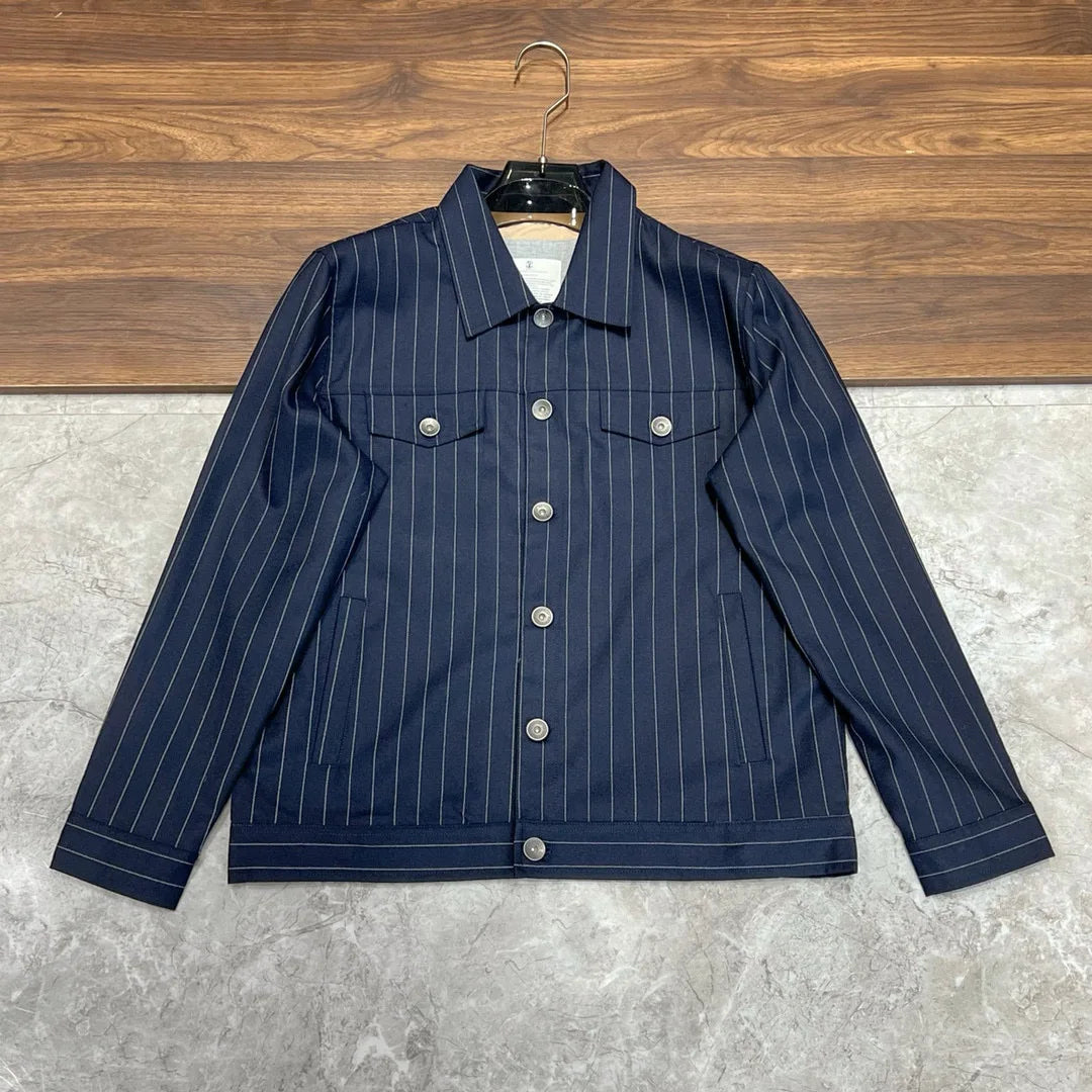 Italy BC old money style men's clothing 24 autumn and winter new wool material striped fashion business casual jacket