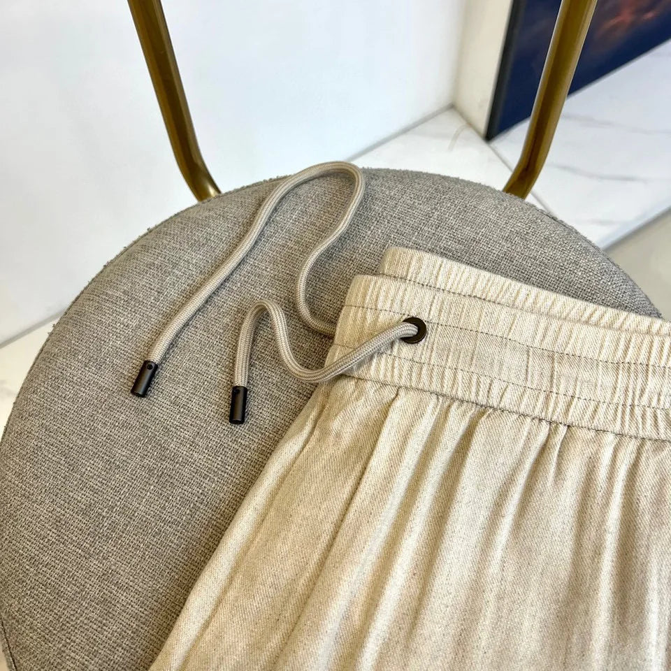 Italy BC men's summer new linen fabric breathable comfortable fashion business old money wind straight casual pants
