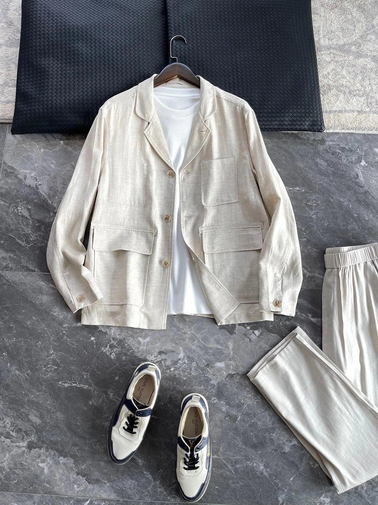 Low key old money style BC spring lyocell linen blend lapel jacket jacket