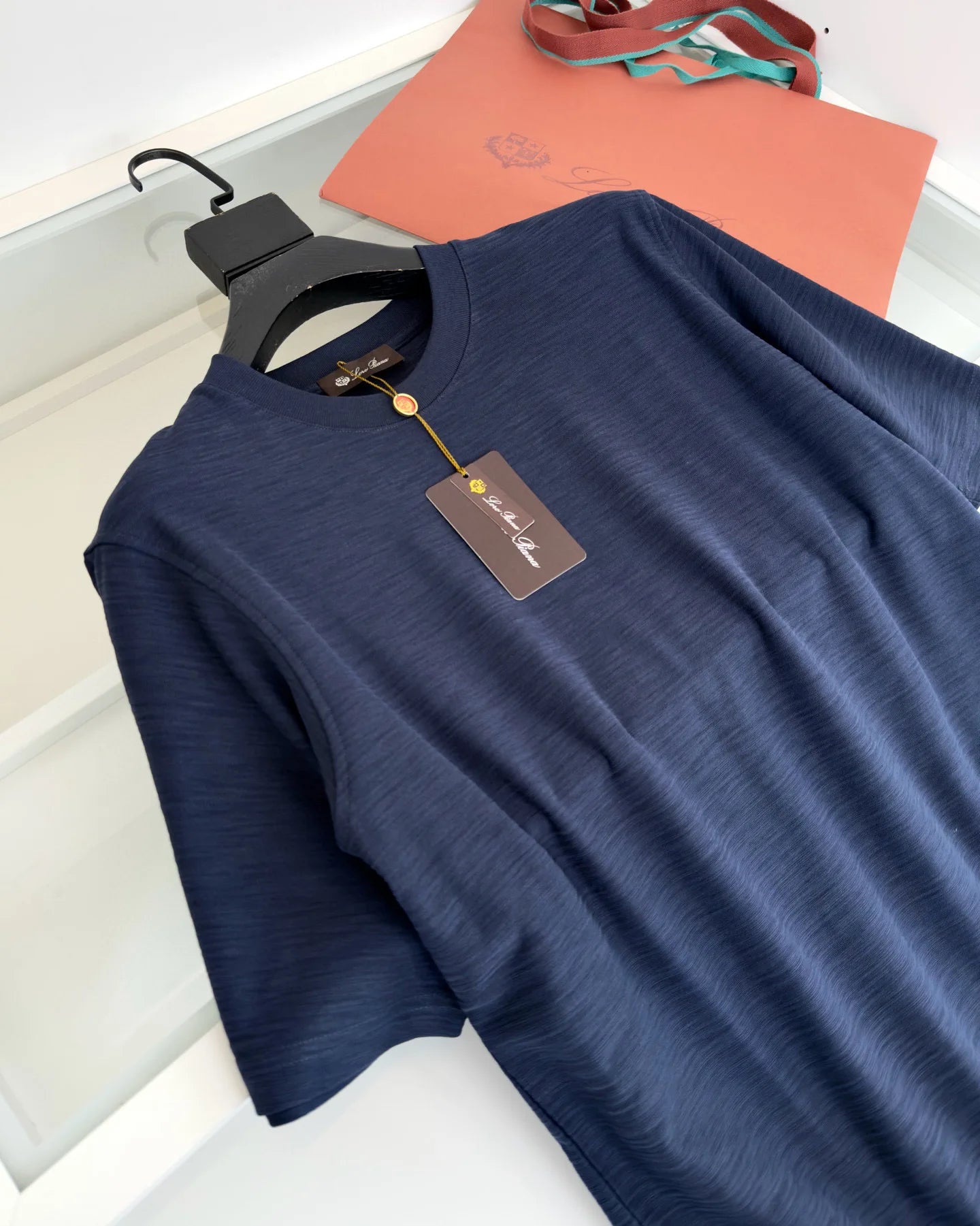 Italian LP men's clothing new custom-woven breathable fabric fashion casual old money wind round neck short-sleeved T-shirt