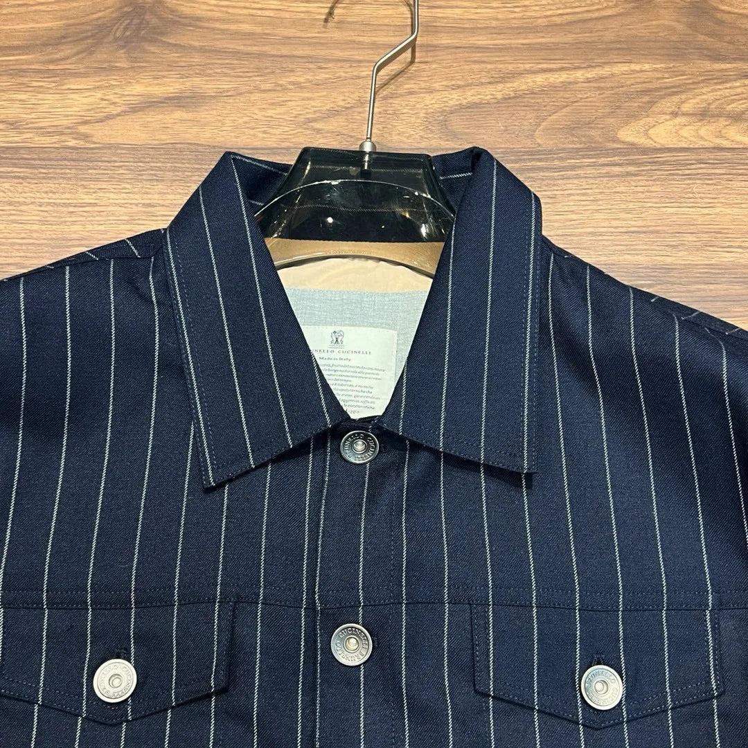 Italy BC old money style men's clothing 24 autumn and winter new wool material striped fashion business casual jacket