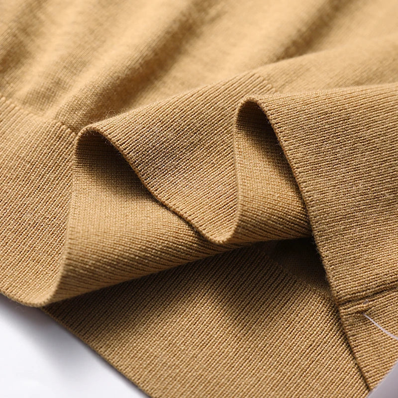 Spring Fashion Business Casual Wool Knitted Sweater Solid Color Long Sleeve POLO Shirt