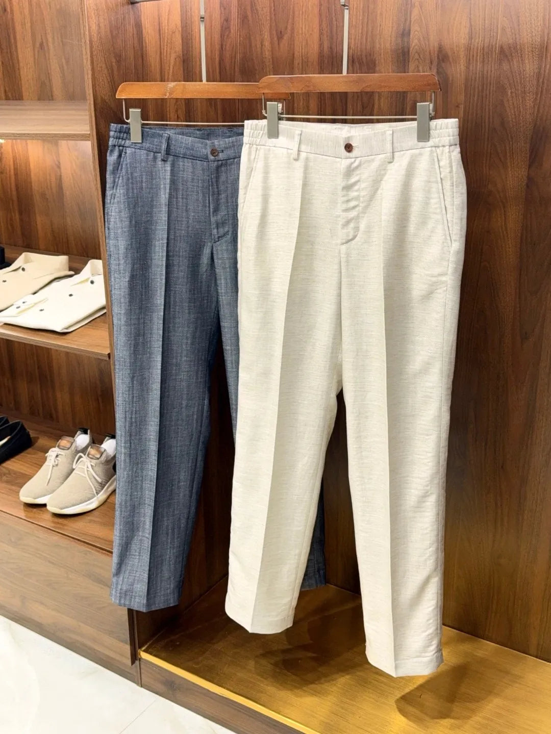 Italian LP light luxury men's clothing 25 summer linen mixed Tencel semi-elastic waist business casual pants