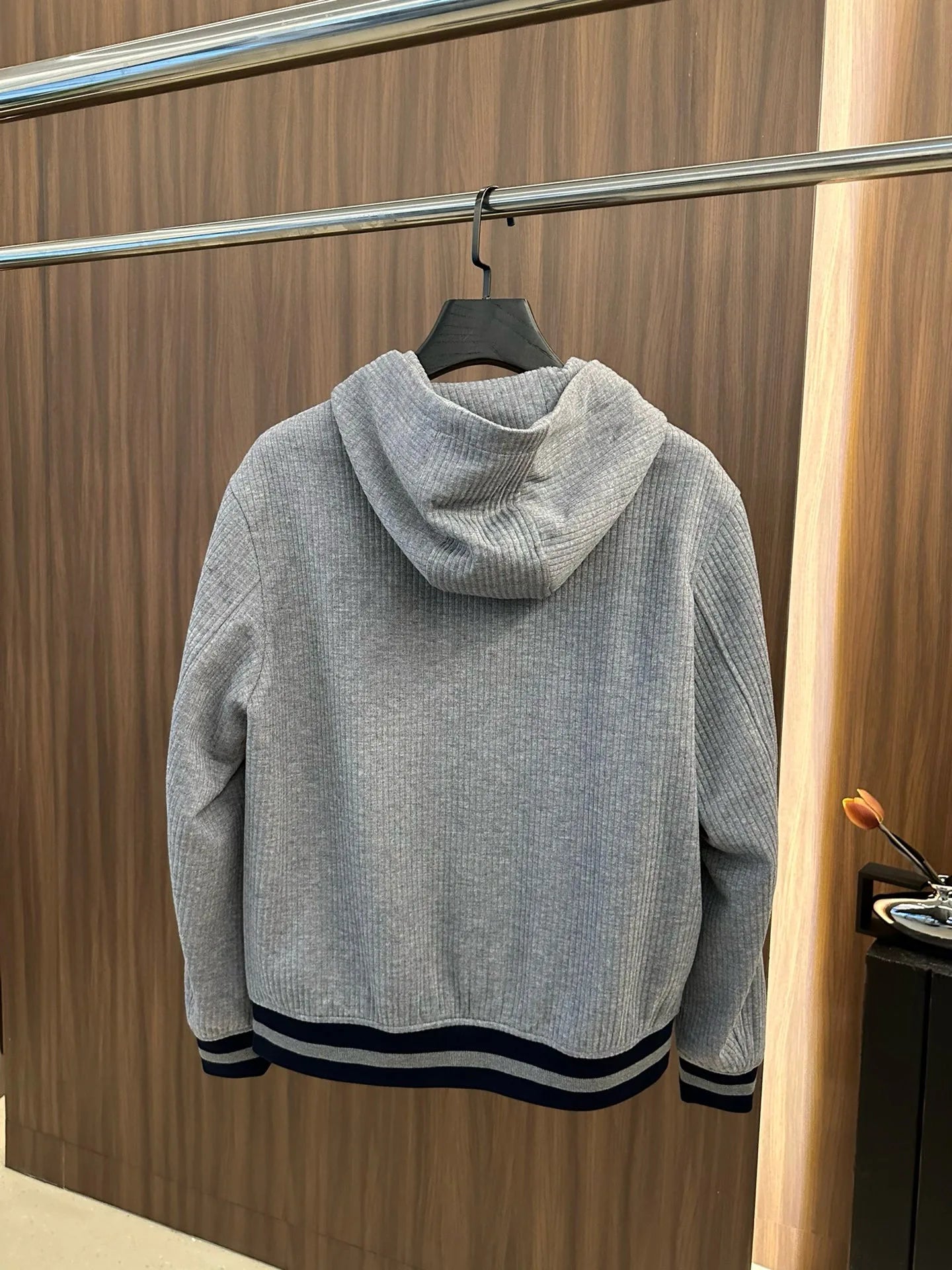 Italy BC old money style men's clothing 24 autumn and winter new wool stripe fashion business casual hooded jacket
