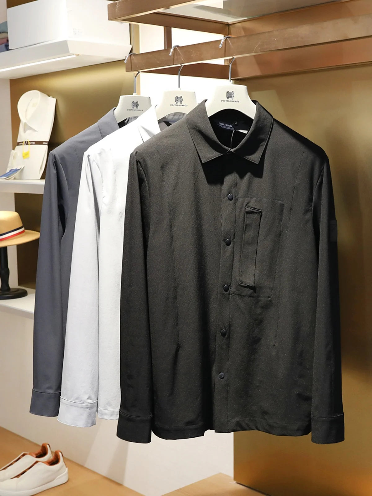 Spring and summer new men's leisure urban functional wind outdoor long-sleeved shirt breathable four-sided elastic shirt