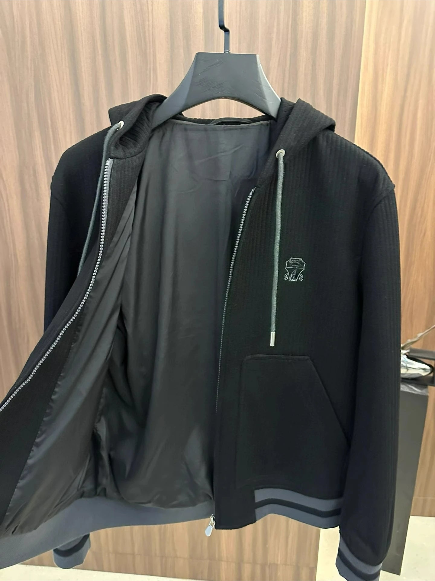 Italy BC old money style men's clothing 24 autumn and winter new wool stripe fashion business casual hooded jacket