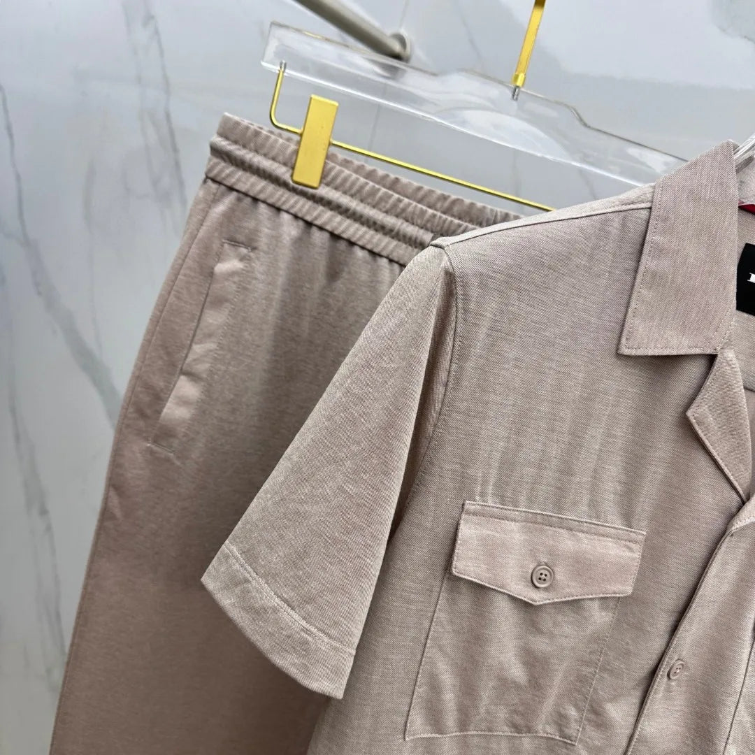 Italian kiton European and American light luxury men's clothing 25 summer lapel shirt jacket straight elastic pants casual suit